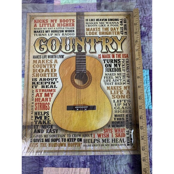 Country Is Made In The USA 12.5x16 Metal Sign Man Cave Decor Garage Bar Music - Picture 2 of 3